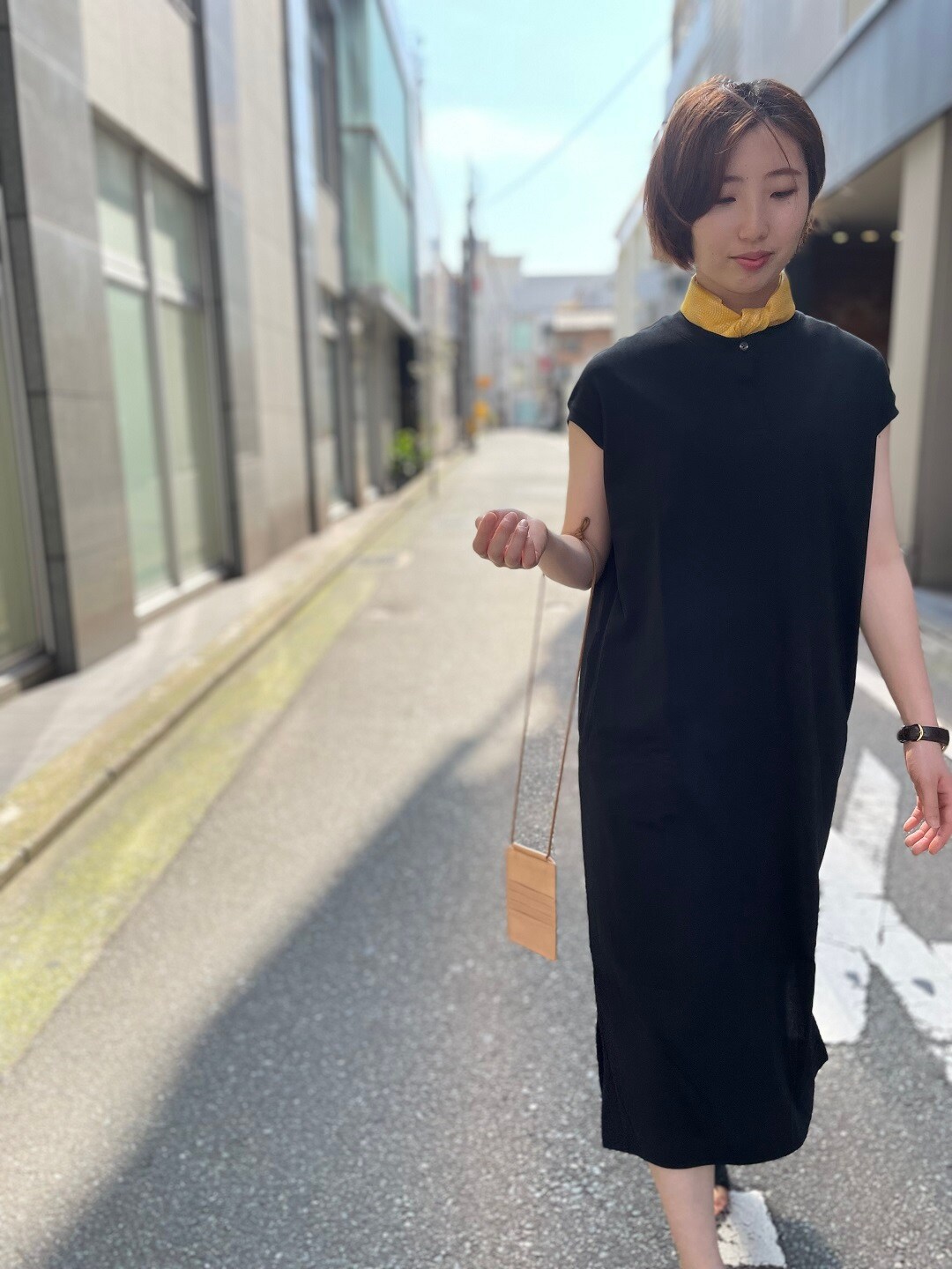 軽量+ストレッチ性+吸水速乾 黒フレンチスリーブワンピース - 通販 ...